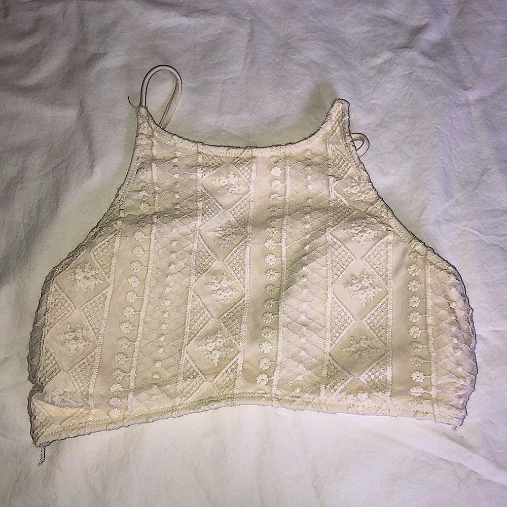 Lace Print Bikini Halter Top